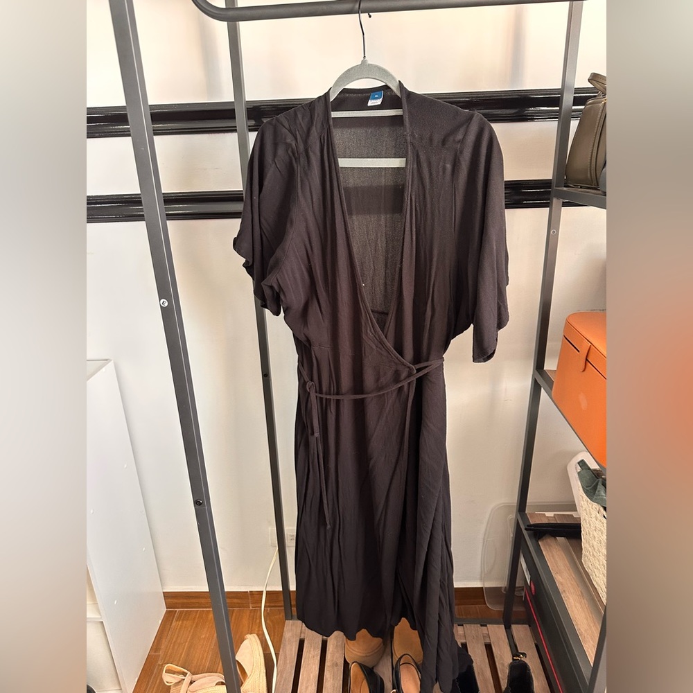 Old Navy Black Maxi Wrap Dress